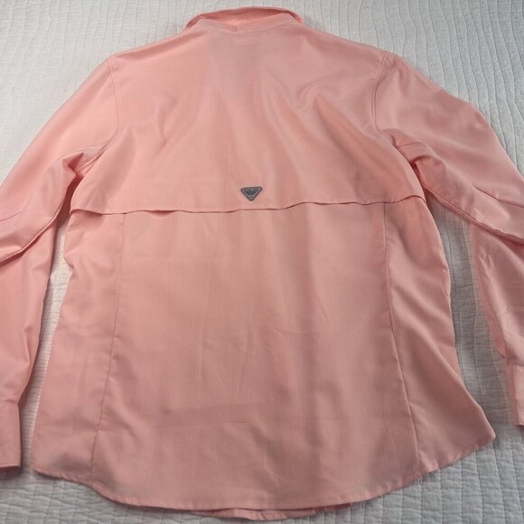Columbia PFG Sportswear Womens Long Roll Sleeves Coral Button-Up Shirt L Vent - Picture 8 of 10